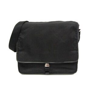 PRADA Black Leather Messenger Shoulder Bag